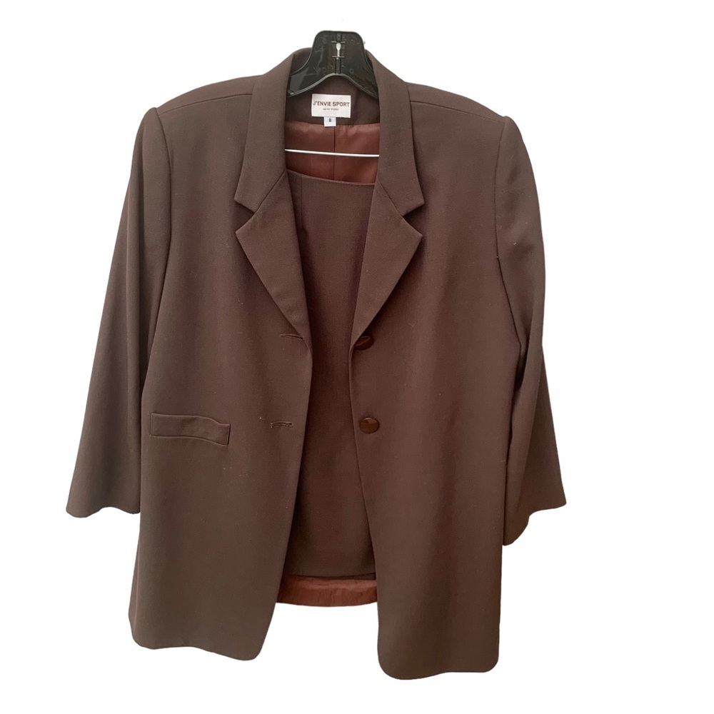 J’envie Sport 2PC New York Brown Wool Business Blazer Size 8 - Picture 2 of 8